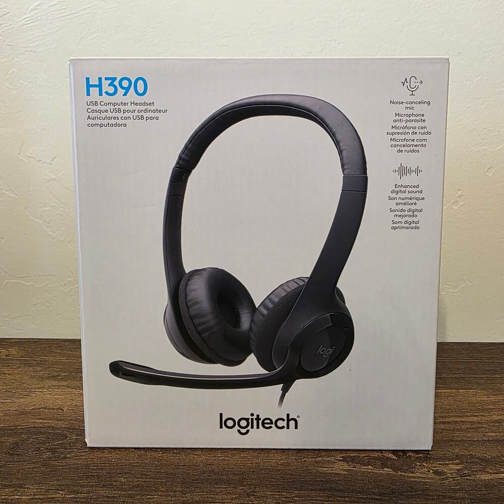 Logitech H390 USB Headset Noise Cancelling Mic New Sealed Computer